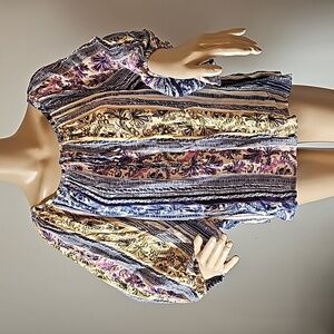 a.n.a Printed Blouse with drawstring tie size XL